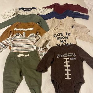 0-3 month baby boy long sleeve bundle
